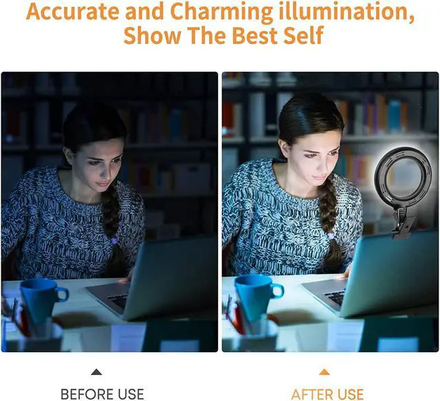 Alt view image 3 of 6 - Video Conference Lighting Kit, Ring Light Clip on Laptop Monitor with 5 Dimmable Color & 5 Brightness Level for Webcam Lighting/Zoom Lighting/Remote Working/Self Broadcasting and Live Streaming, etc.