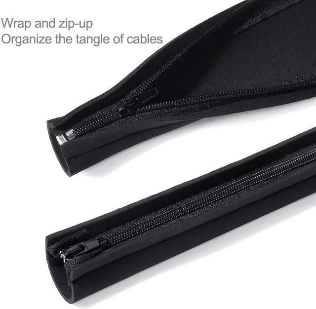 Alt view image 4 of 7 - 4 Pack JOTO Cable Management Sleeve, 19-20 Inch Cord Organizer System with Zipper for TV Computer Office Home Entertainment, Flexible Cable Sleeve Wrap Cover Wire Hider System -Black