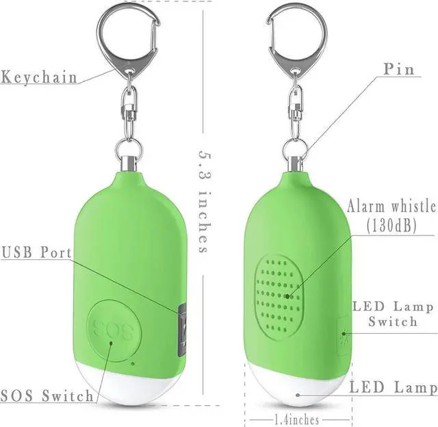 Alt view image 2 of 6 - Safesound Personal Alarm Siren - 130dB Portable Rechargeable Self Defense Alarm Keychain with LED Flashlight - Security Protection Devices for Women Girls Kids and Elderly