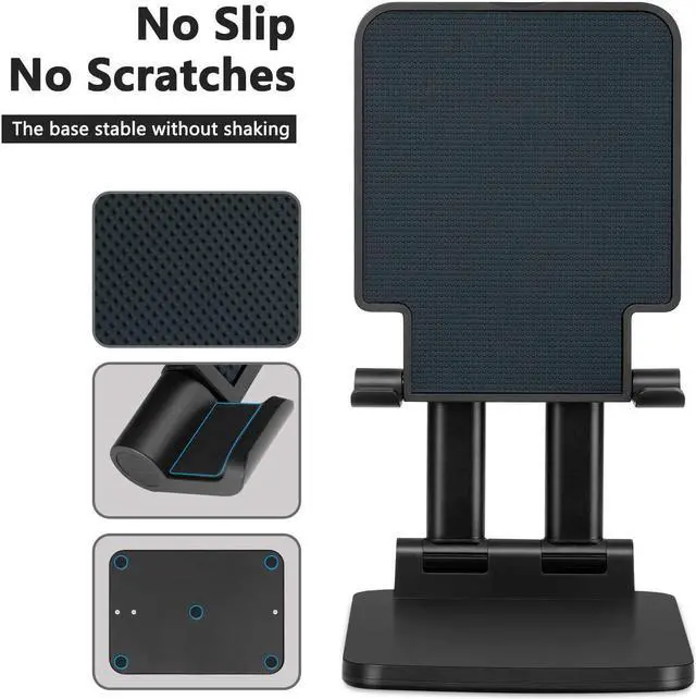 Alt view image 5 of 6 - Pepper Jobs Tablet Holder Solid Sturdy Stand, Dual Tube Foldable for Ipad Pro Holder Stand, Universal Tablet Stand, Portable Monitor Stand Adjustable Height and Viewing Angle Extremely Stable (Black)