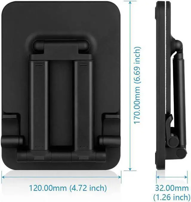 Alt view image 6 of 6 - Pepper Jobs Tablet Holder Solid Sturdy Stand, Dual Tube Foldable for Ipad Pro Holder Stand, Universal Tablet Stand, Portable Monitor Stand Adjustable Height and Viewing Angle Extremely Stable (Black)