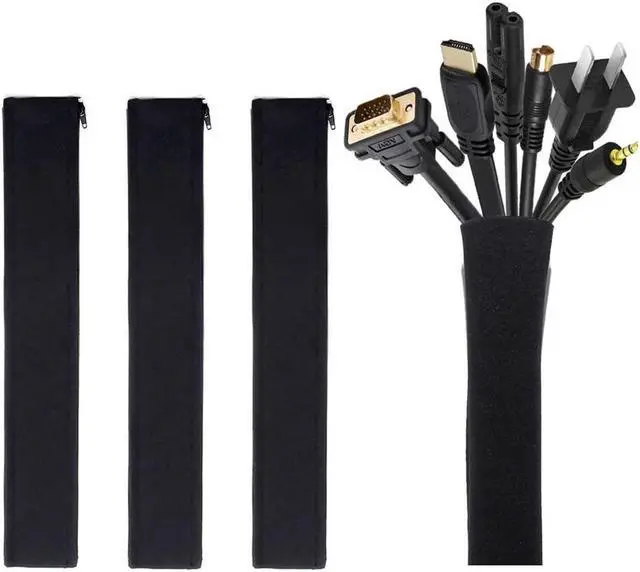 Main image of 4 Pack JOTO Cable Management Sleeve, 19-20 Inch Cord Organizer System with Zipper for TV Computer Office Home Entertainment, Flexible Cable Sleeve Wrap Cover Wire Hider System -Black