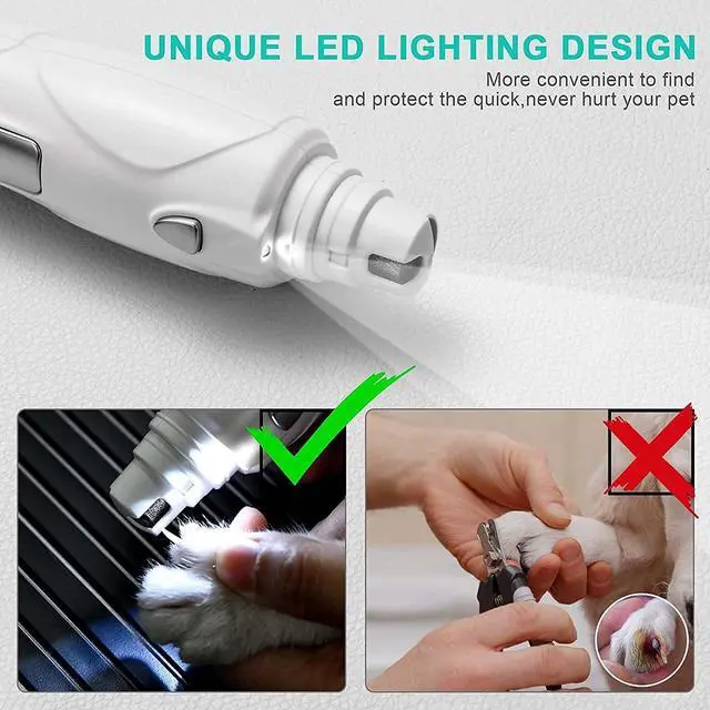 Alt view image 3 of 3 - VAIIEYO Electric Dog Nail Grinder, Upgraded LED 3-Speed Pet Nail Trimmer