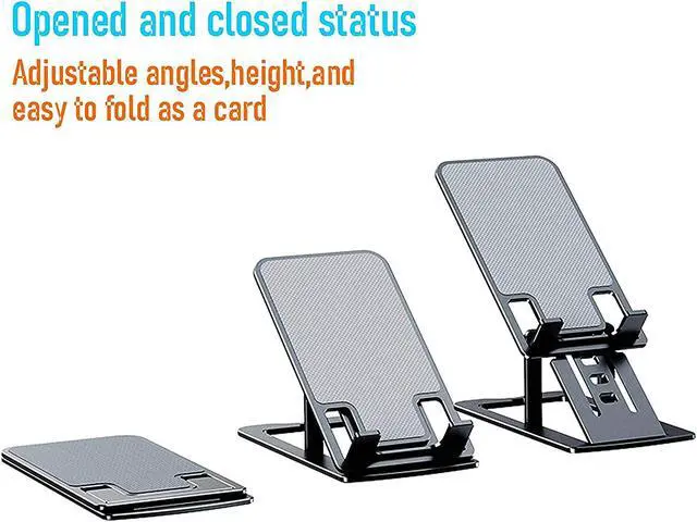 Alt view image 2 of 6 - Cell Phone Stand,Bimawen Foldable Aluminum Alloy Ultra Slim Cell Phone Holder for Desk,or Device from 3" to 13" (Grey)