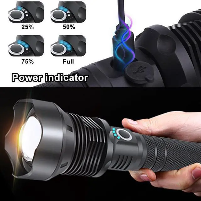 Alt view image 6 of 7 - Manufacturer High Power High Brightness 1000 Lumens Aluminium alloy Rechargeable LED Flashlight USB Charging