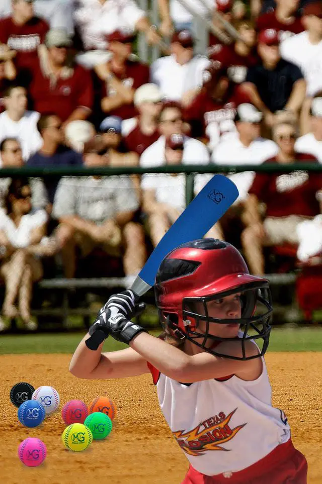 Alt view image 2 of 7 - Macro Giant 24 Inch Jumbo T Ball, Tee Ball, T-Ball Set, 1 Blue Jumbo Foam Bat, 8 PU Foam Baseballs, Assorted Colors, Training Practice, Youth Batting Trainer, School Playground, Kid Toy
