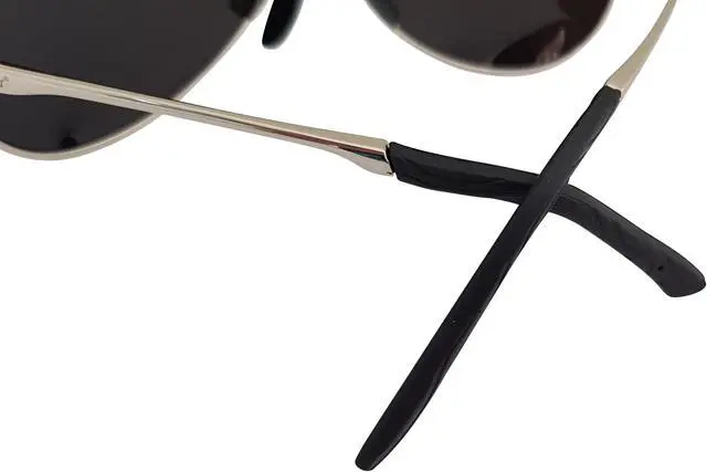 Alt view image 5 of 6 - Macro Giant Classic Drop Shape Sunglasses, Silver Frame, Mirror Silver Lens, Polarized, 100% UV Protection, UV 400 With Case, Military Style, Al-Mg