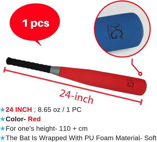 Alt view image 3 of 7 - Macro Giant 24 Inch Jumbo T Ball, Tee Ball, T-Ball Set, 1 Red Jumbo Foam Bat, 8 Foam Baseballs, Multi Colors, Training Practice, Youth Batting Trainer, School Playground, Kid Toy