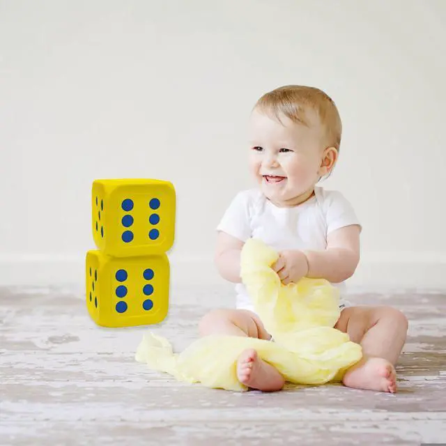 Alt view image 2 of 3 - Macro Giant 6 Inch PU Foam Jumbo Big Playing Dice, Set of 2, Yellow, Math Teaching, Teaching Aids, Board Games, Kid Toy