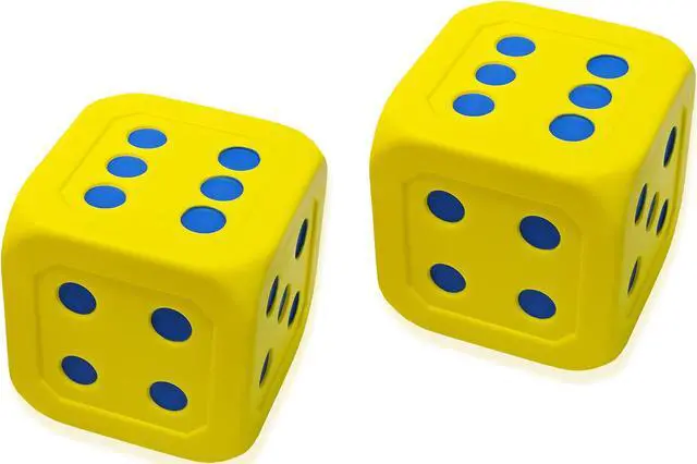 Main image of Macro Giant 6 Inch PU Foam Jumbo Big Playing Dice, Set of 2, Yellow, Math Teaching, Teaching Aids, Board Games, Kid Toy