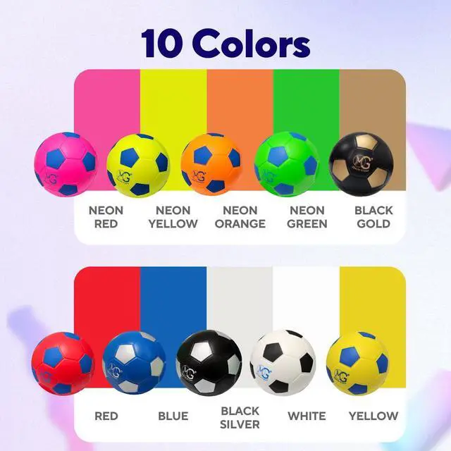 Alt view image 6 of 6 - Macro Giant 6 Inch (Dia.) PU Foam Soccer, Set of 4, Red, Blue, Black, Yellow Colors, Training, Practice, Playground Ball, Kid Sports, Kickball, Beginner, Physical Education Exercise