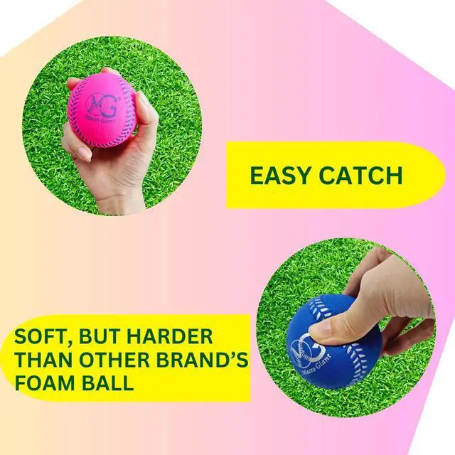 Alt view image 5 of 7 - Macro Giant 9 Inch (Circum.) 2.8 Inch (Dia.) PU Foam Baseball, Set of 32, Multicolors, Beginner, Training Practice, Playground, Kids Ball