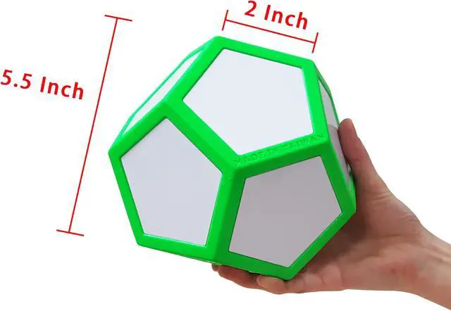 Alt view image 3 of 5 - Macro Giant 6.7 Inch Dry Erase Polyhedral Foam Dice, Jumbo, Set of 2, Neon Orange, Neon Green, 12-Sided, White Board, Parenting Activity, Kid Toy, Preschool, Math Learning, Team Games