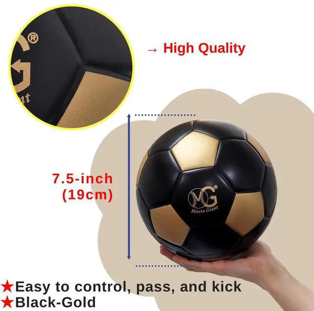 Alt view image 2 of 5 - Macro Giant 7.5 Inch (Diameter) PU Foam Training Practice Soccer Ball, Set of 2, Black- Gold, Playground Ball, Kid Sports Toys, Kickball, School Playground