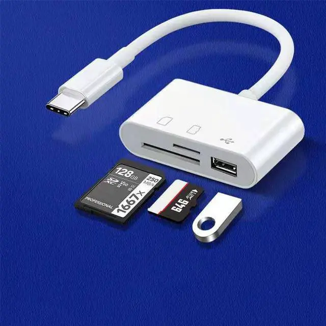 Alt view image 3 of 6 - Card Reader 3-in-1 Mobile Phone Tablet Connected with Type C to USB SD TF Multifunctional Conversion Cable