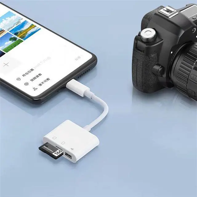 Alt view image 5 of 6 - Card Reader 3-in-1 Mobile Phone Tablet Connected with Type C to USB SD TF Multifunctional Conversion Cable