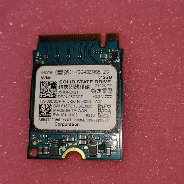 Alt view image 4 of 5 - 512GB NVMe PCIe M.2 2230 SSD 30mm Half Size KBG40ZNS512G For Kioxia/Toshiba