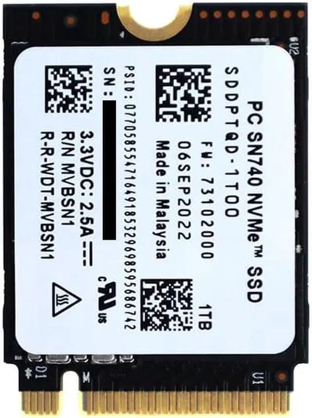 Alt view image 6 of 6 - PC SN740 1TB M.2 2230 SSD NVMe PCIe4x4 For Steam Deck ASUS ROG Flow X Laptop