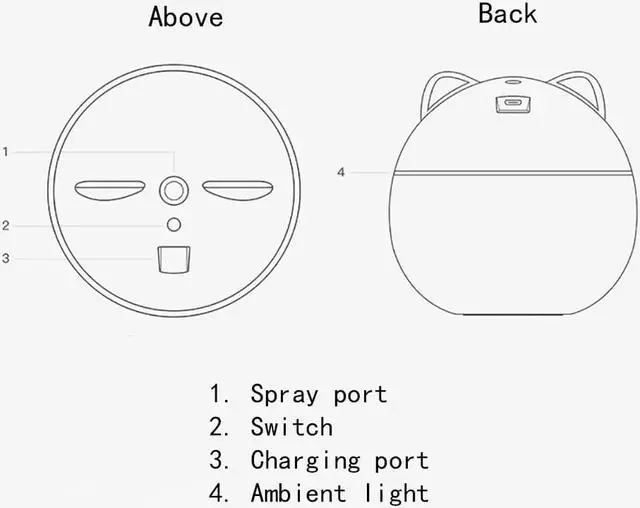 Alt view image 7 of 7 - 5V 5W 300ML Air Humidifier Aroma Diffuser Cute Cat Mini Freshener with USB Cable
