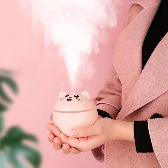 Alt view image 3 of 7 - 5V 5W 300ML Air Humidifier Aroma Diffuser Cute Cat Mini Freshener with USB Cable