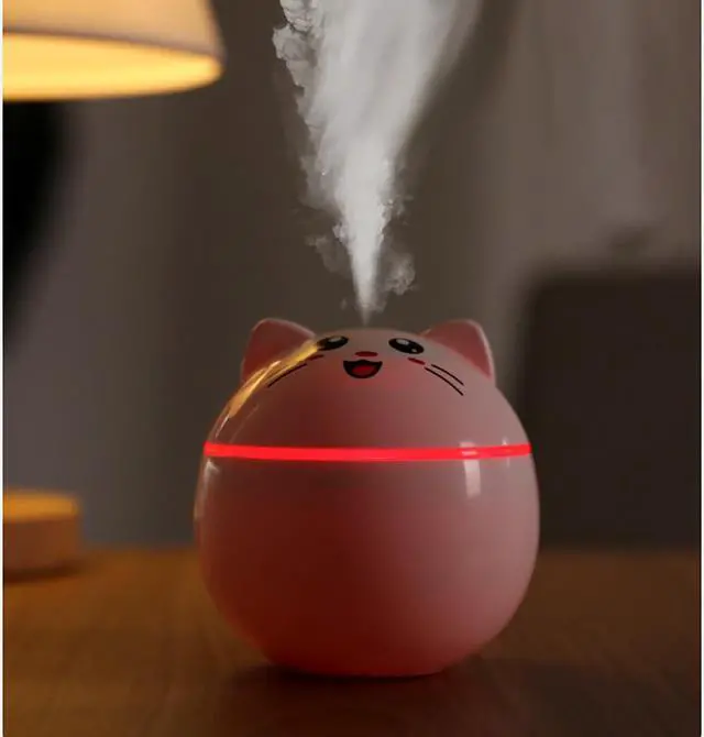 Alt view image 4 of 7 - 5V 5W 300ML Air Humidifier Aroma Diffuser Cute Cat Mini Freshener with USB Cable