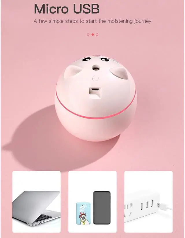 Alt view image 5 of 7 - 5V 5W 300ML Air Humidifier Aroma Diffuser Cute Cat Mini Freshener with USB Cable
