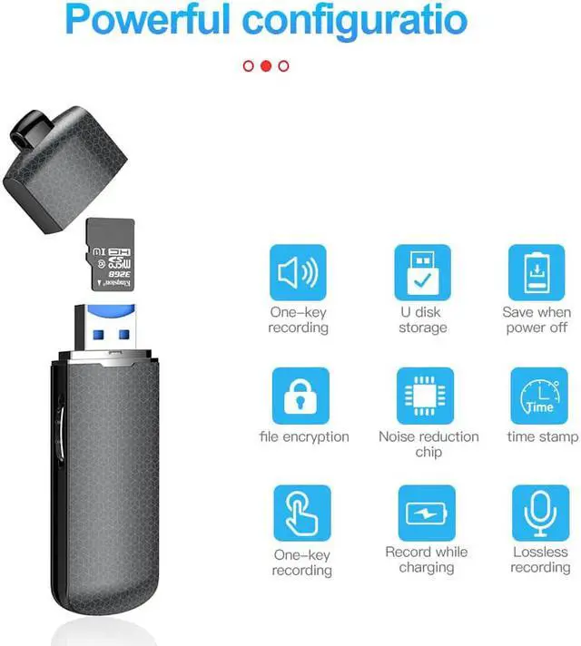 Alt view image 3 of 7 - Acaigel 16GB Mini Voice Activated Sound Audio Recorder USB Flash Drive U Disk
