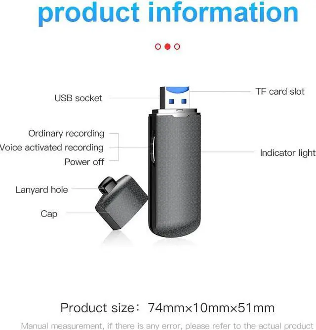 Alt view image 7 of 7 - Acaigel 16GB Mini Voice Activated Sound Audio Recorder USB Flash Drive U Disk