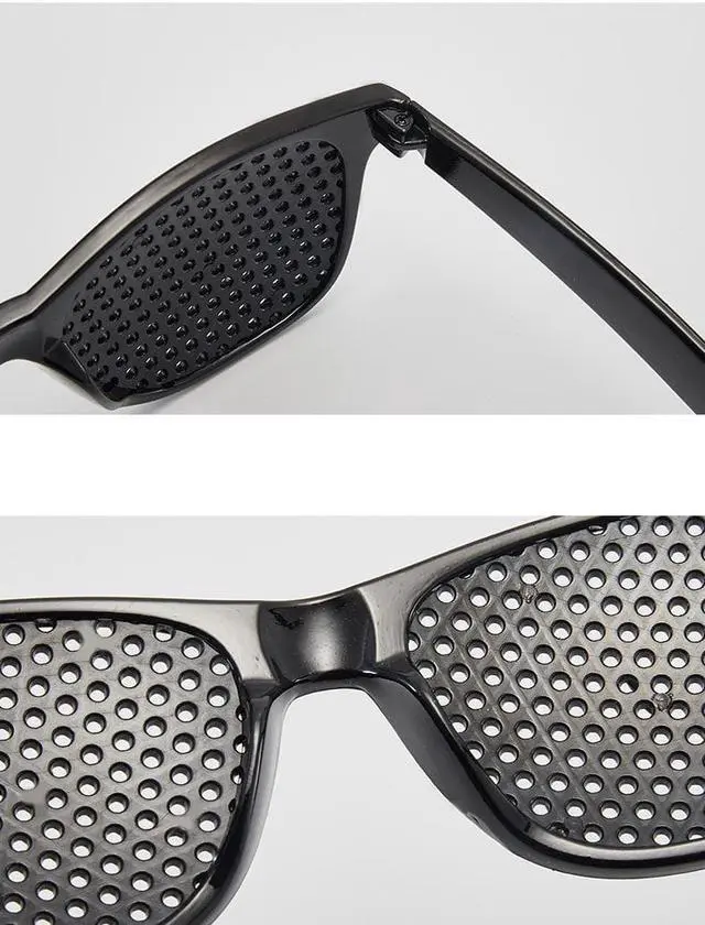 Alt view image 6 of 7 - 2 x Black Pinhole Glasses Anti-Myopia Small Holes Vision Correction Eye Exercise