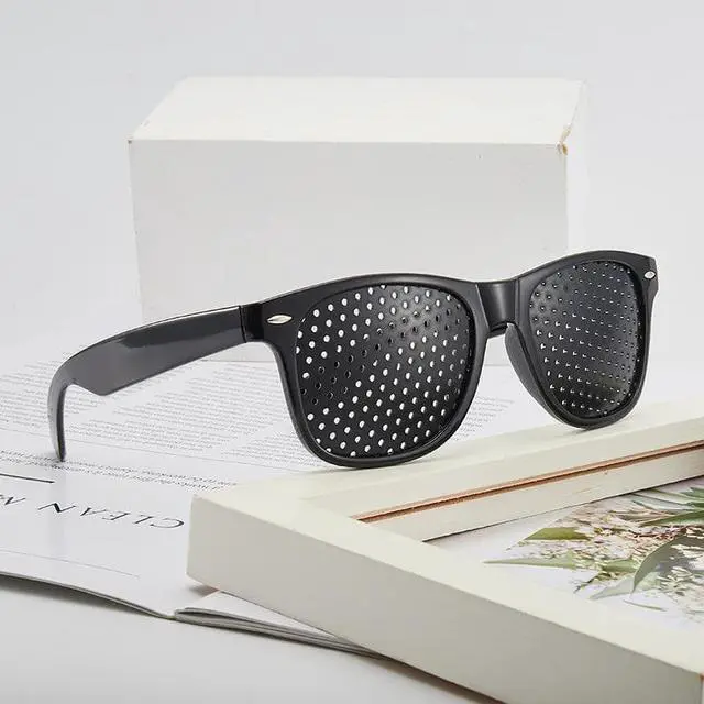 Alt view image 5 of 7 - 2 x Black Pinhole Glasses Anti-Myopia Small Holes Vision Correction Eye Exercise