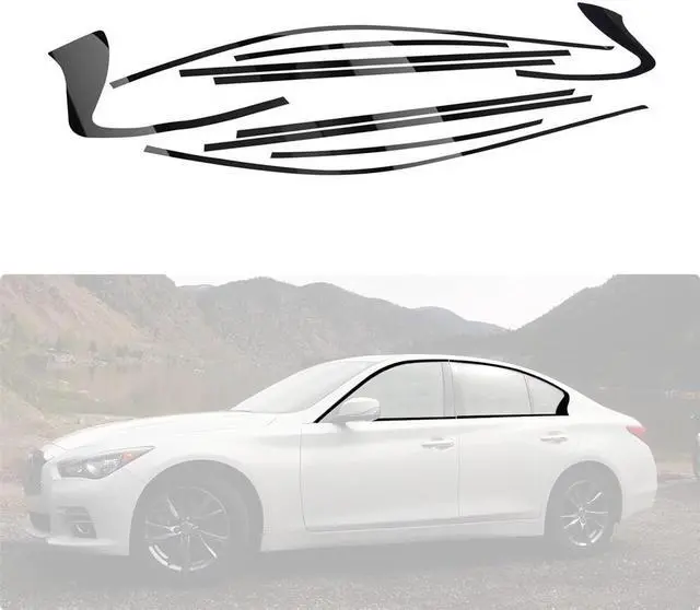 Main image of Paiying Car Chrome Delete Blackout Overlay Window Trim Bright Black For Infiniti Q50/50S
