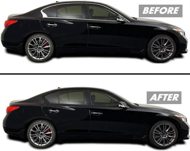 Alt view image 2 of 5 - Paiying Car Chrome Delete Blackout Overlay Window Trim Bright Black For Infiniti Q50/50S
