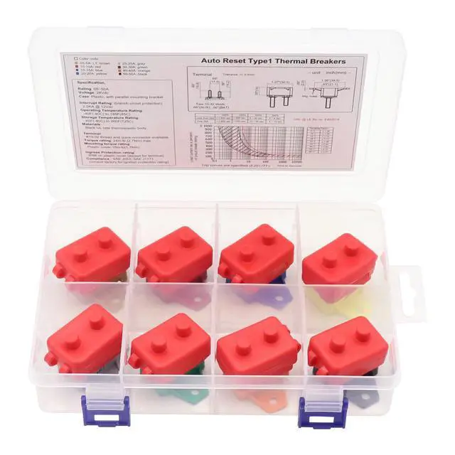 Alt view image 3 of 7 - Yassdwbn 8Pcs Auto Reset Circuit Breaker With Cover 12V - 24V 5A-50A For Car Rv Marine Boat