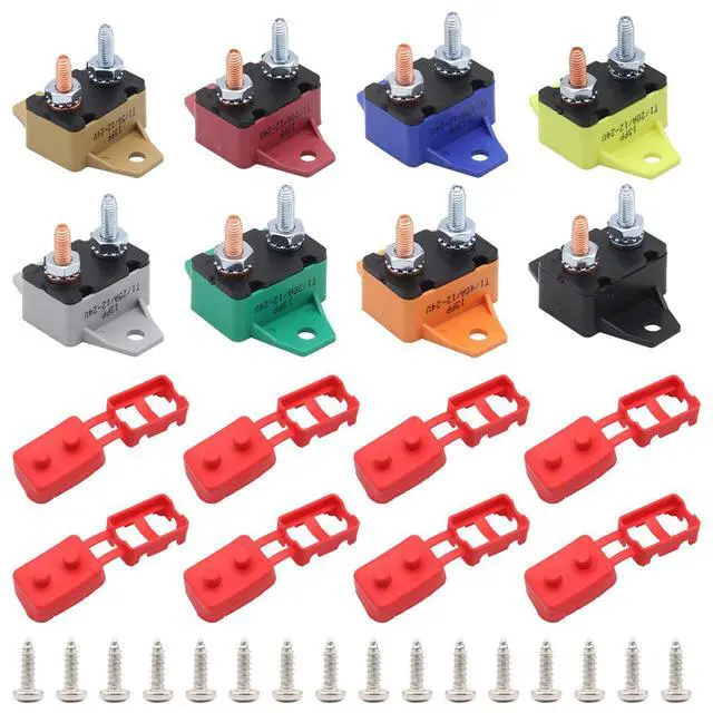 Alt view image 7 of 7 - Yassdwbn 8Pcs Auto Reset Circuit Breaker With Cover 12V - 24V 5A-50A For Car Rv Marine Boat