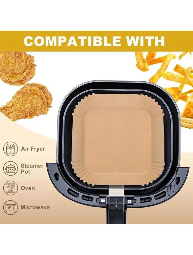 Alt view image 5 of 6 - Paiying 100Pcs Air Fryer Liners Disposable Papers Liner Non-Stick For Roasting Microwave