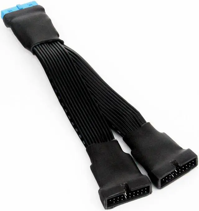 Alt view image 4 of 7 - 19-pin To USB 3.0 20-pin 1 To 2 Power Splitter Cable 18AWG Extension Cable Cord for Motherboard