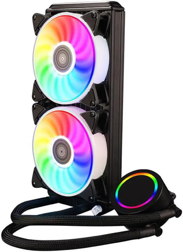 Alt view image 5 of 7 - 240mm RGB Water liquid Cooler fan luminous CPU Dual 120mm RGB Fans