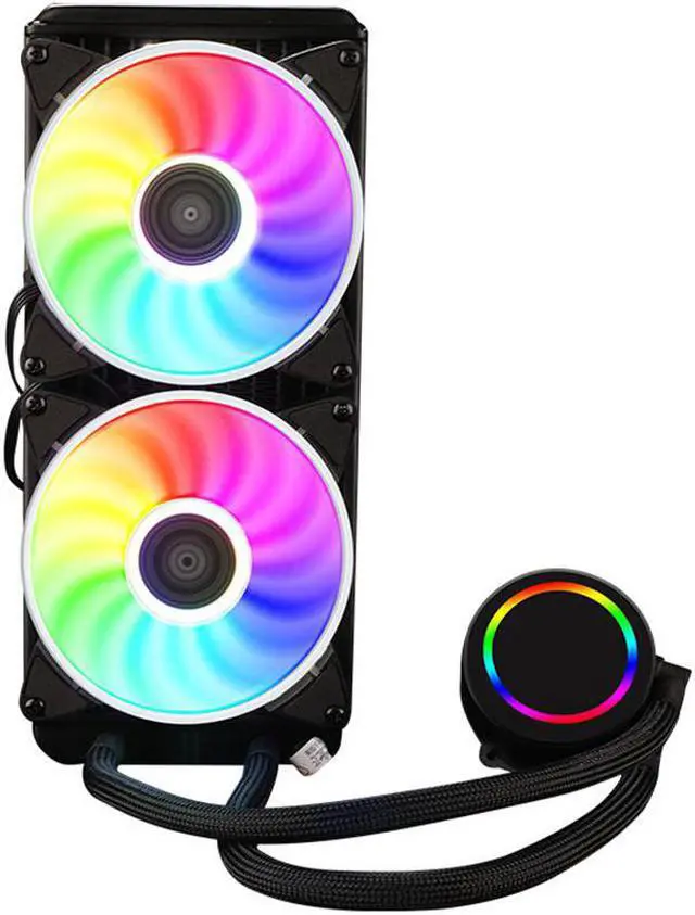 Alt view image 6 of 7 - 240mm RGB Water liquid Cooler fan luminous CPU Dual 120mm RGB Fans