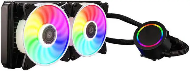 Alt view image 2 of 7 - 240mm RGB Water liquid Cooler fan luminous CPU Dual 120mm RGB Fans