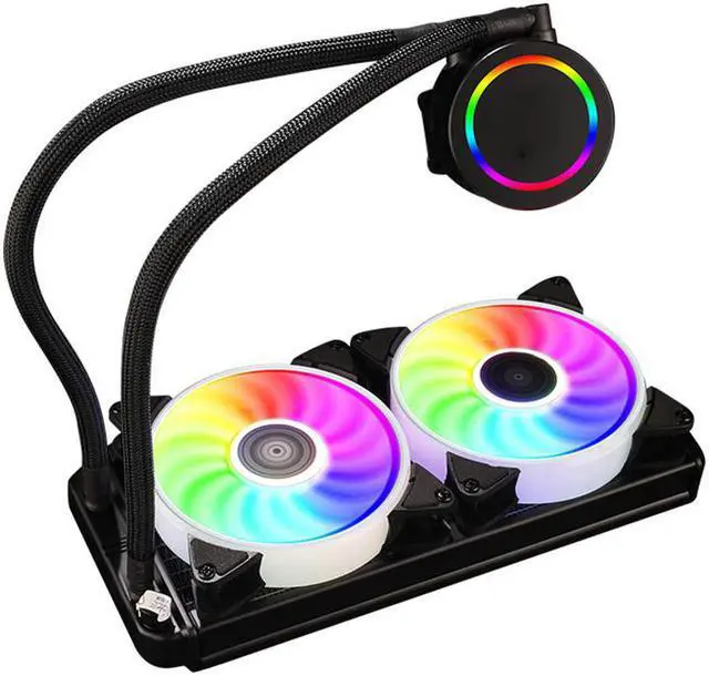 Alt view image 4 of 7 - 240mm RGB Water liquid Cooler fan luminous CPU Dual 120mm RGB Fans