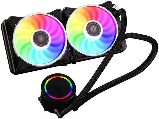 Alt view image 3 of 7 - 240mm RGB Water liquid Cooler fan luminous CPU Dual 120mm RGB Fans