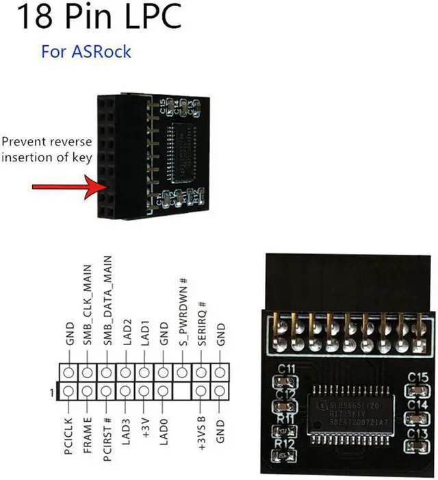 Alt view image 2 of 6 - For ASROCK 18PIN LPC Motherboard Windows 11 TPM 2.0 Security Module Board x 1