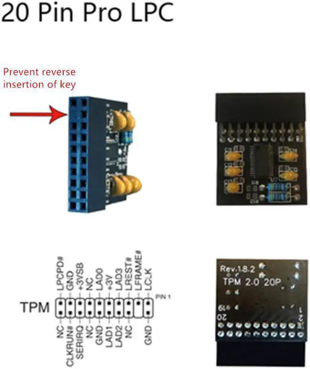 Alt view image 2 of 5 - TPM 2.0 Module 20Pin Pro LPC Trusted Platform For ASUS TPM-L R2.0 AOM-TPM-9665V