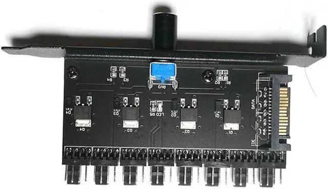 Alt view image 2 of 6 - Cooling Fan Speed Controller SATA Interface 8 Channel Cooling Fan Control  Speed Regulator Controller For PC Computer Case CPU HDD VGA PWM PCI Bracket