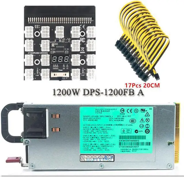 Alt view image 3 of 7 - 1200W PSU Power Supply and 17 *20cm 6Pin To 8Pin Power Cable and 17 Ports 6 Pin Breakout Board For HP Server Power
