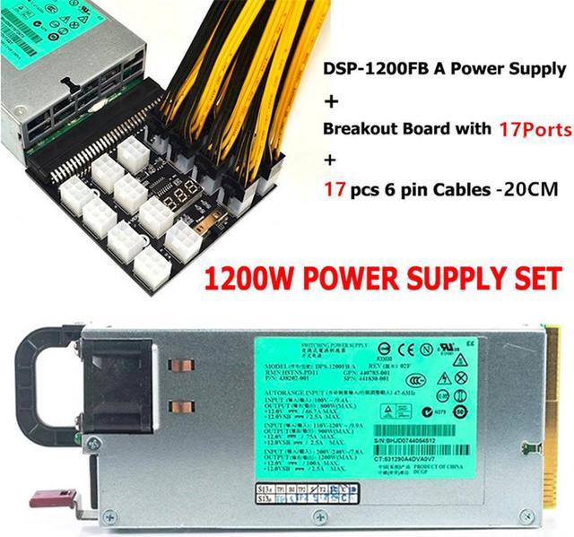 1200W PSU Power Supply and 17 *20cm 6Pin To 8Pin Power Cable and