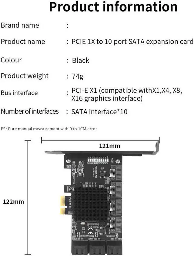 Alt view image 2 of 6 - PCIe SATA Card 10 Port 6Gbps SATA 3.0 PCIe Card Built-in Adapter Converter For Desktop PC Support 10 SATA 3.0 Devices