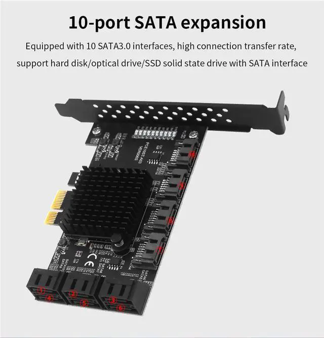 Alt view image 4 of 6 - PCIe SATA Card 10 Port 6Gbps SATA 3.0 PCIe Card Built-in Adapter Converter For Desktop PC Support 10 SATA 3.0 Devices