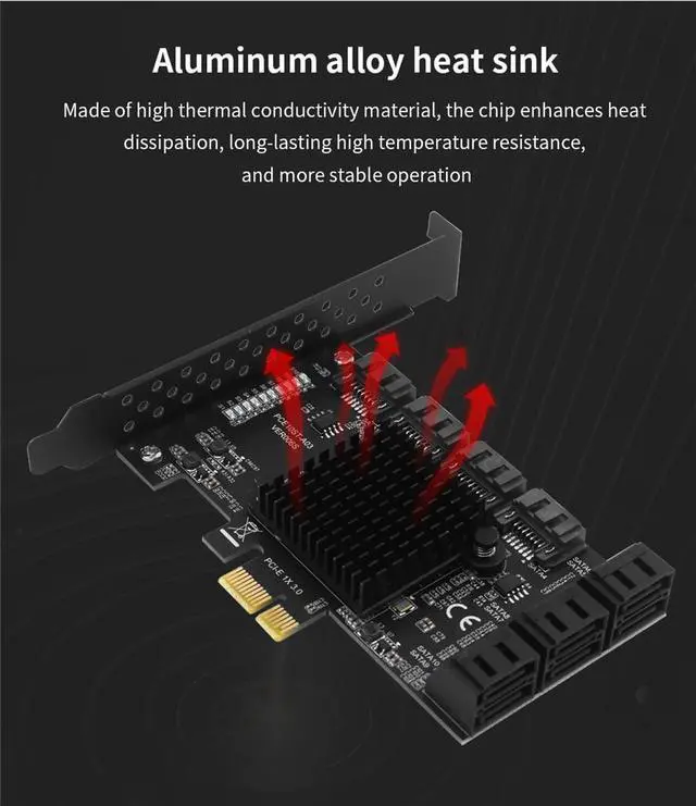Alt view image 3 of 6 - PCIe SATA Card 10 Port 6Gbps SATA 3.0 PCIe Card Built-in Adapter Converter For Desktop PC Support 10 SATA 3.0 Devices