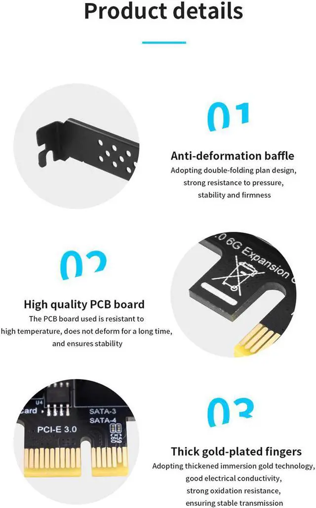 Alt view image 6 of 6 - PCIe SATA Card 10 Port 6Gbps SATA 3.0 PCIe Card Built-in Adapter Converter For Desktop PC Support 10 SATA 3.0 Devices